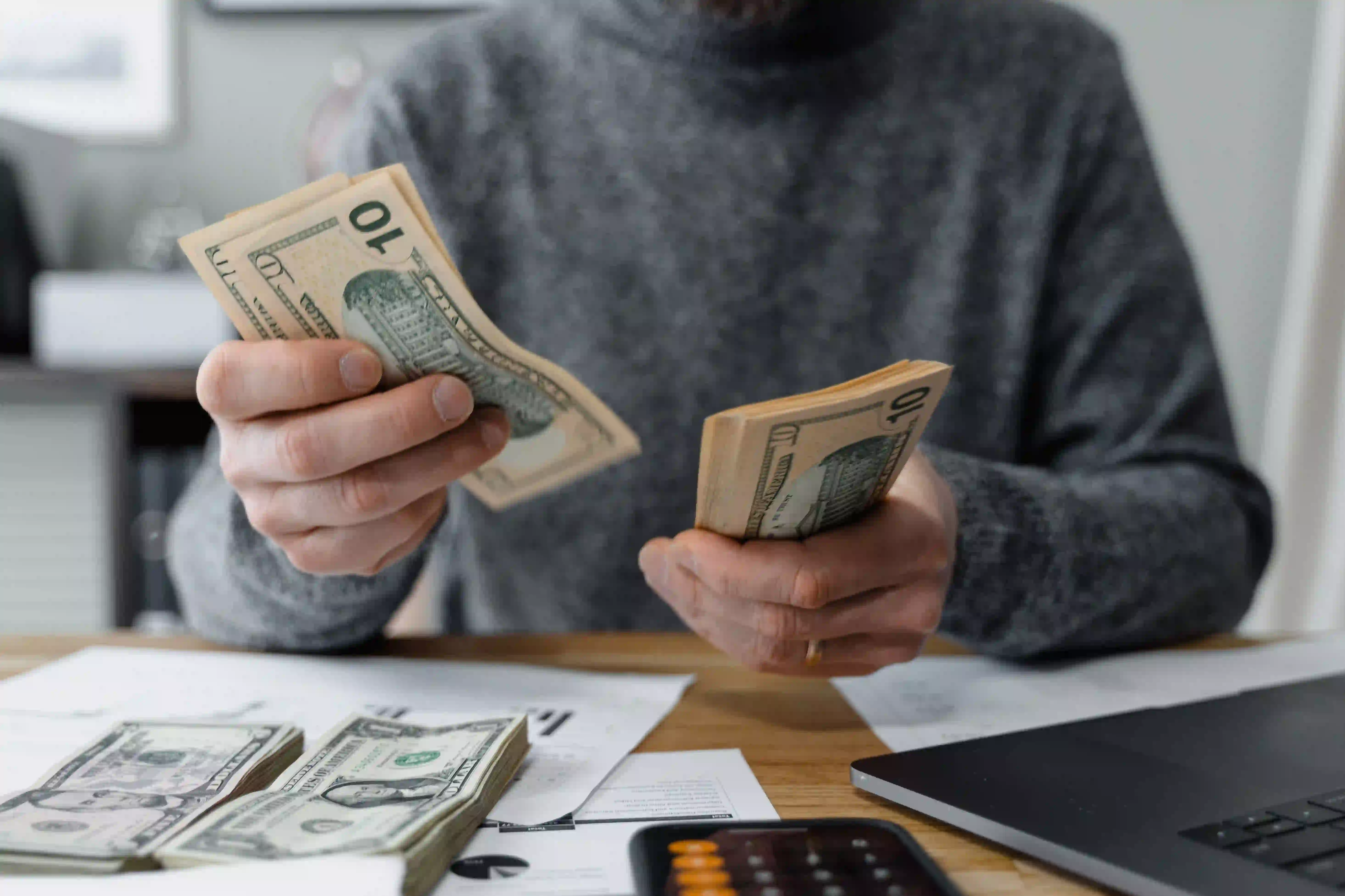 Couple planning a household budget together